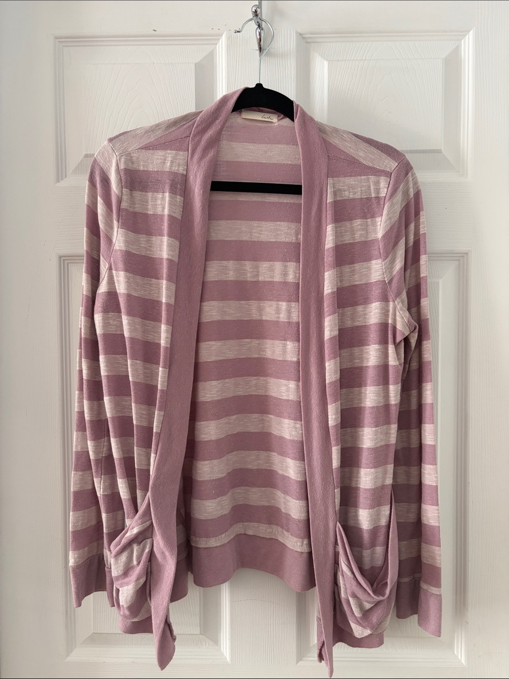 Lush Lavender & Cream Striped Open-Front Cardigan - Y2K/Vintage